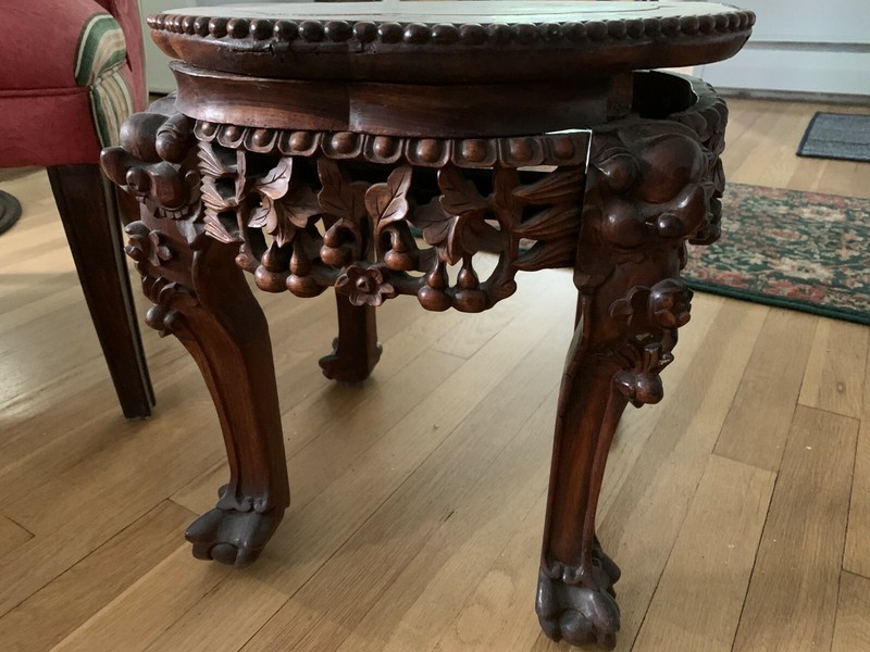 Heavily Carved Marble Top Table LOCAL PICK UP ONLY! gallery