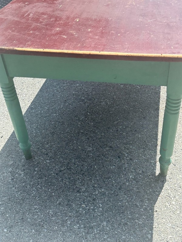 antique old paint large farm table country 1800s primitive tavern green red gallery