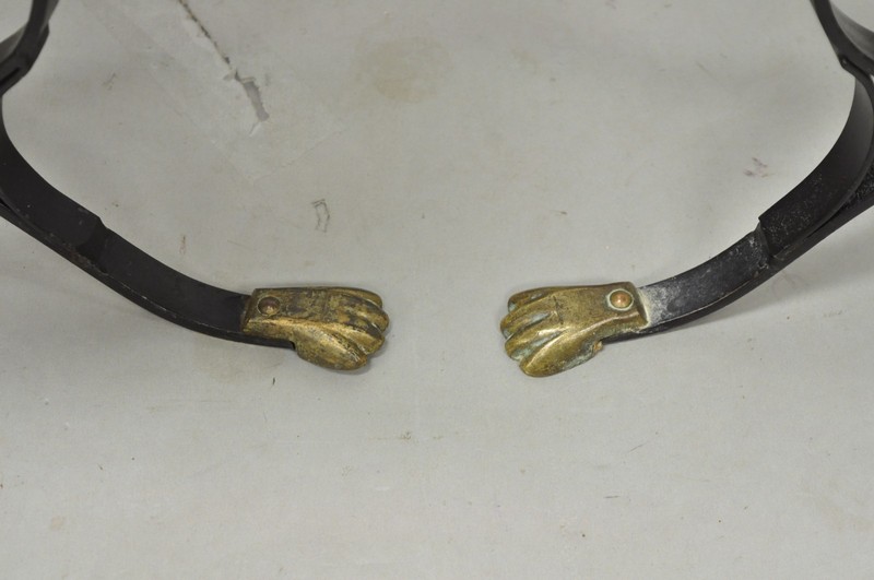 Italian Regency Round Marble Top Wrought Iron Brass Swan Low Drink Table - Pair gallery