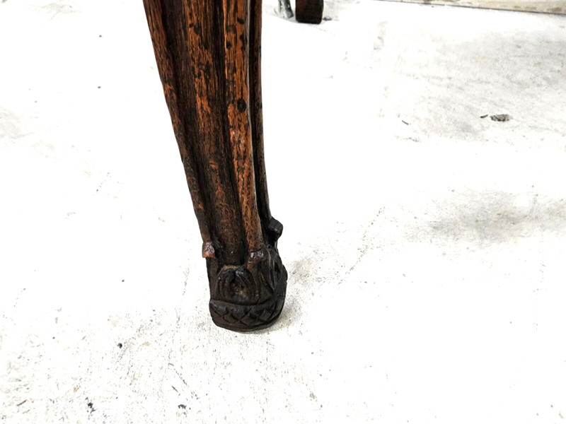 Country French Side Table Leather Top Oak Antique gallery