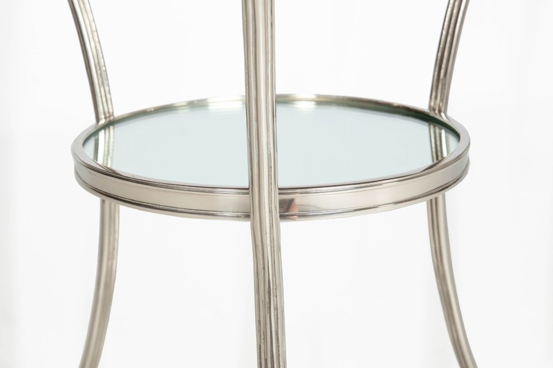 Modernist Chromed and Mirrored Gueridon Side Table in Neoclassical Style gallery