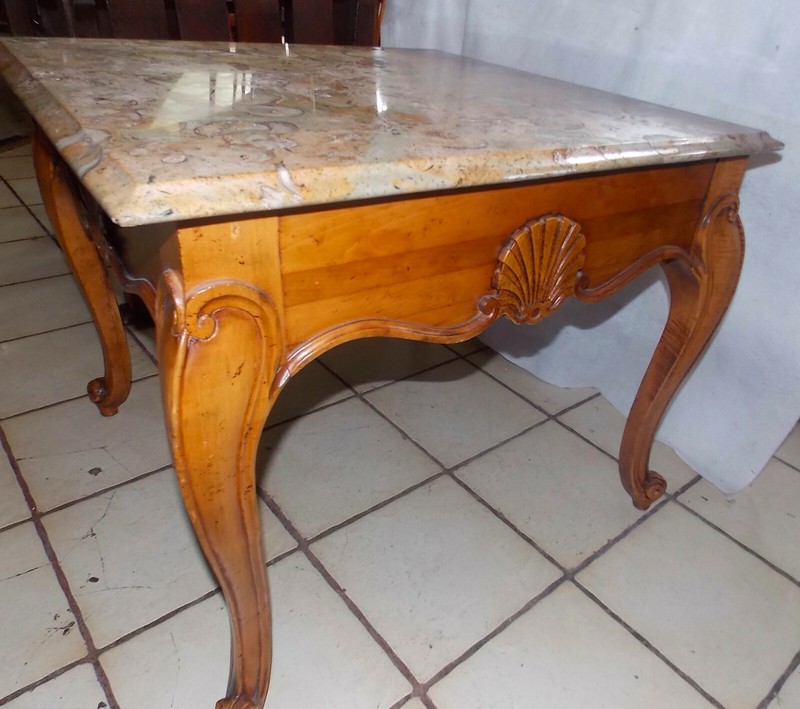 Carved Satinwood Marble Top End Table / Side Table (ET324) gallery