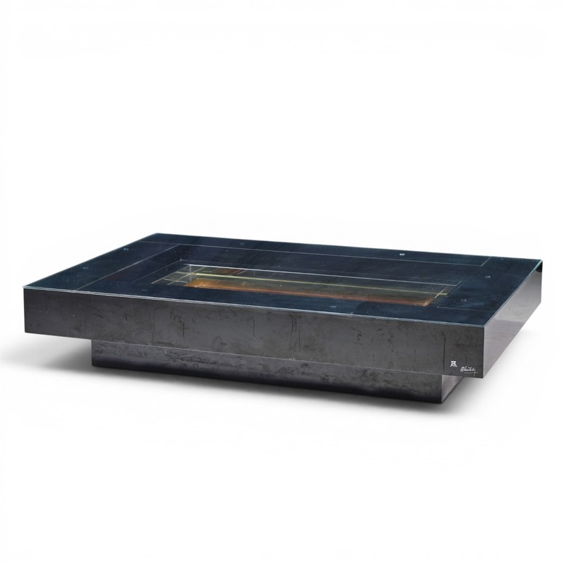 Alain Delon for Maison Jansen Mid Century Brass, Chrome, Lacquered Coffee Table gallery