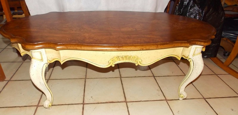 Mid Century Burl Elm Carved Coffee Table (CT221) gallery