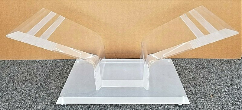 54" MCM Vintage Rolling Butterfly Lucite and Glass Center Cocktail Coffee Table gallery