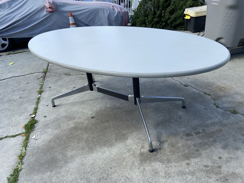 Vintage Herman Miller Aluminum Segmented Base Oval Steelcase Top Table gallery