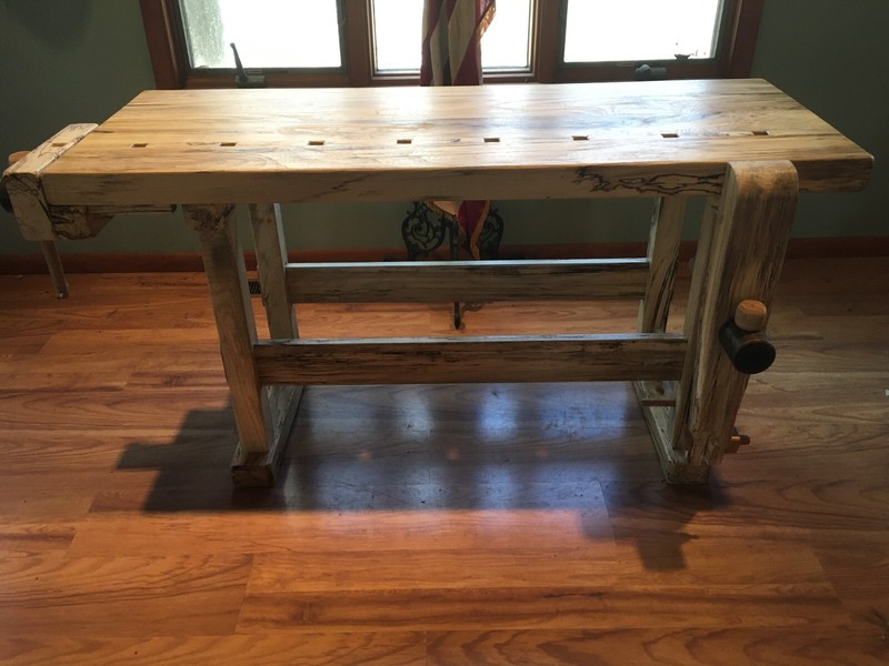 VINTAGE CARPENTER LEFT HAND WORKBENCH (amazing ambrosia ash)