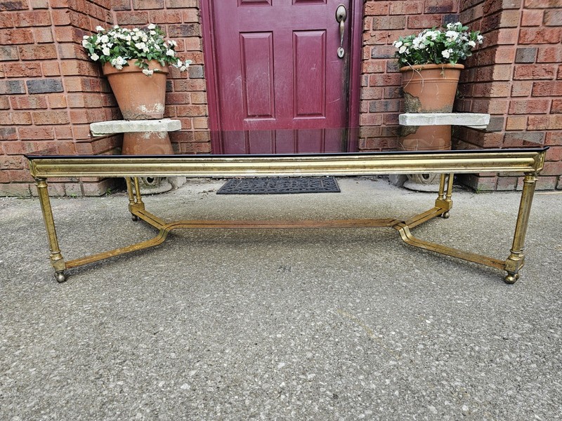 VINTAGE MID-CENTURY MODERN COFFEE TABLE HOLLYWOOD REGENCY GILDED METAL CONSOLE gallery
