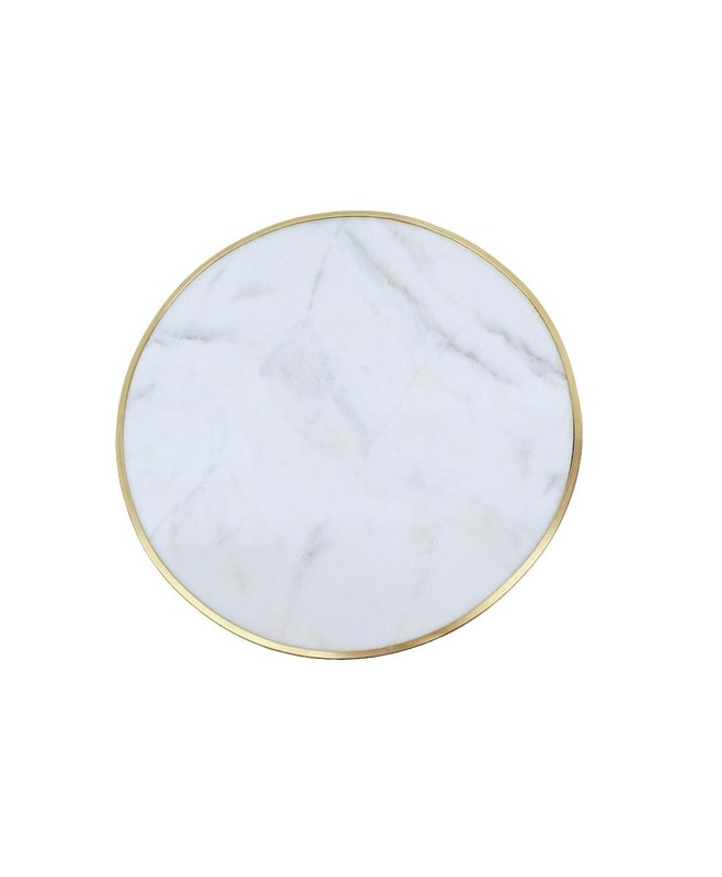 Vintage French Louis XVI Style Round Side Table Blanco Ibiza Marble gallery