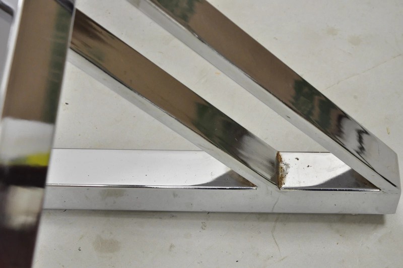 Vintage Mid Century Modern Chrome Frame Z Shaped Metal Desk Dining Table Base gallery