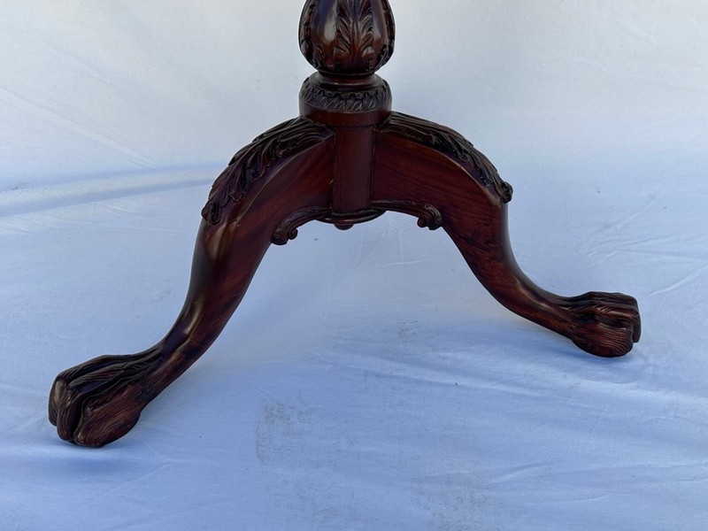 RARE Pie Crust Edge Carved Tilt Top Rotating Elegant Antique Parlor Tea Table gallery