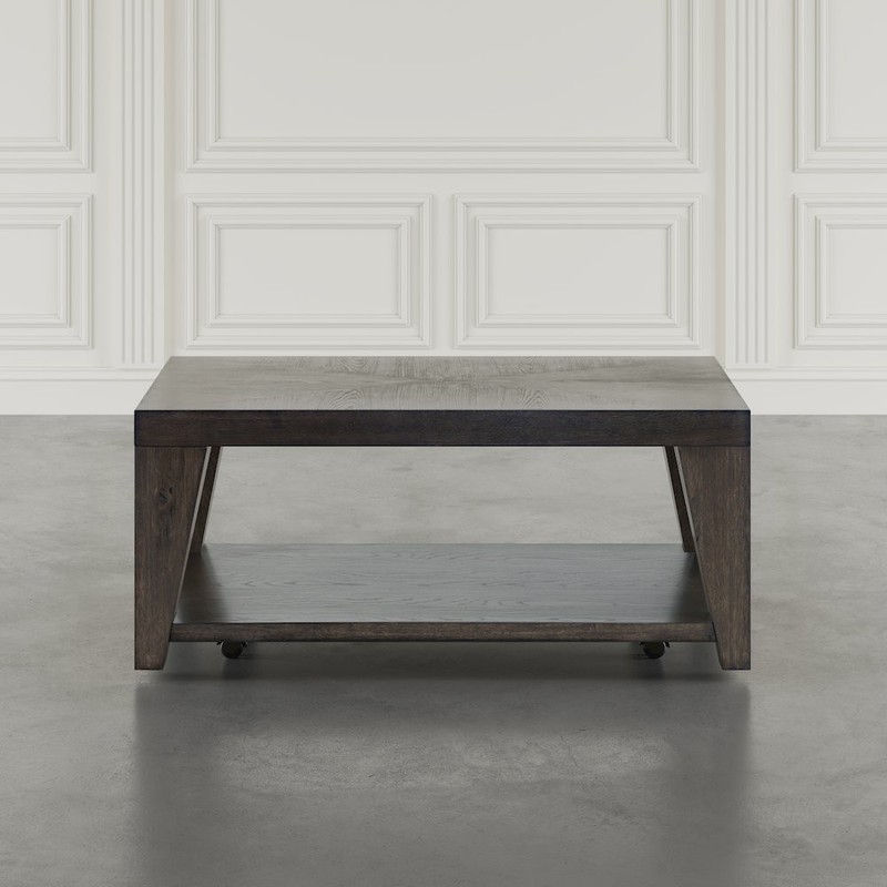 Modern Contemporary 50" Coffee Table with Storage Shelf and Hidden Casters gallery