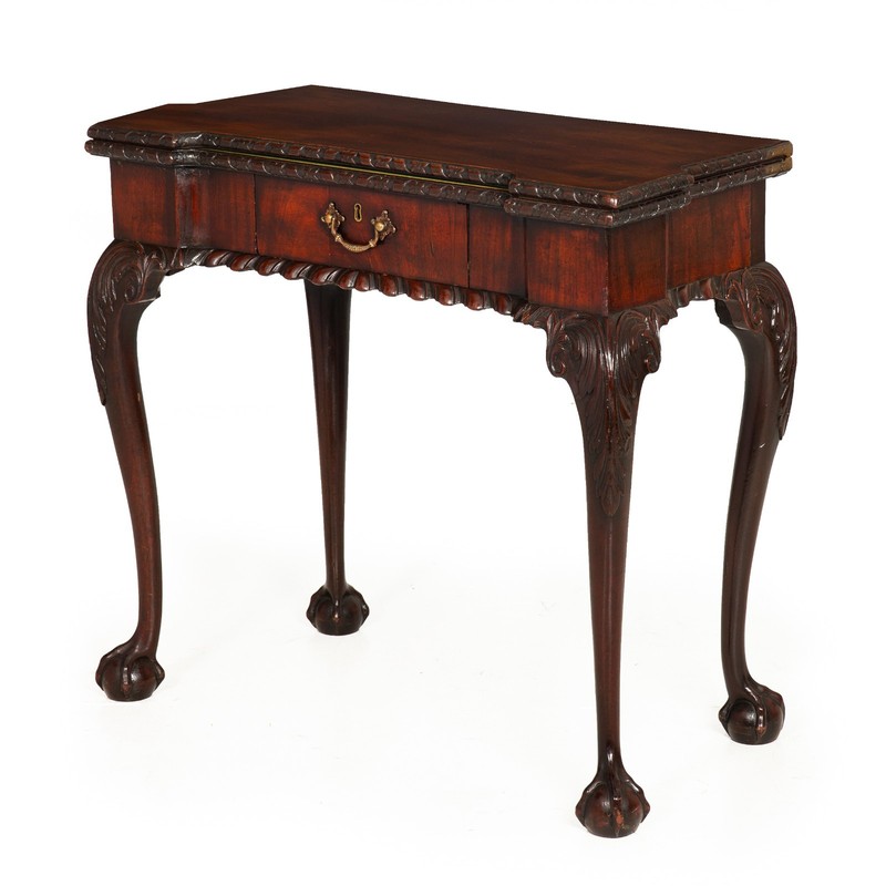 Rare English George III Antique Mahogany Card Game Table circa 1760