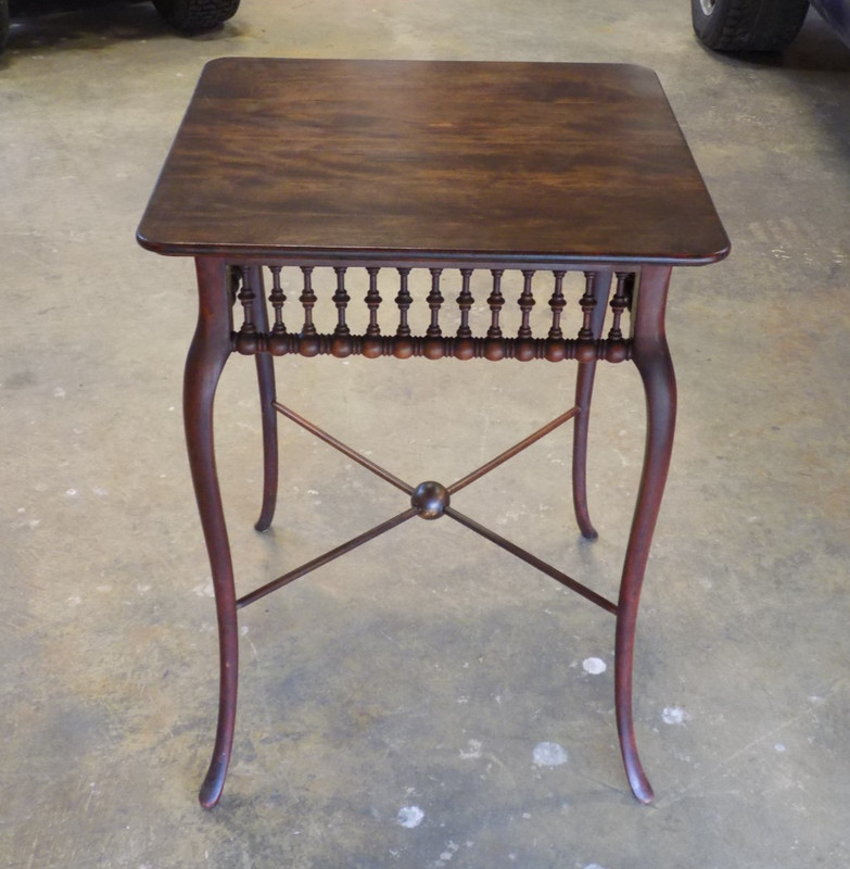 Antique Mahogany Spindle Side Table Duncan Phyfe Style Accent Table Refurbished gallery