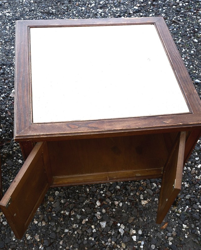 Gorgeous Mid Century Walnut? Set End Tables With Travertine Top VTG HTF Has Flaw gallery