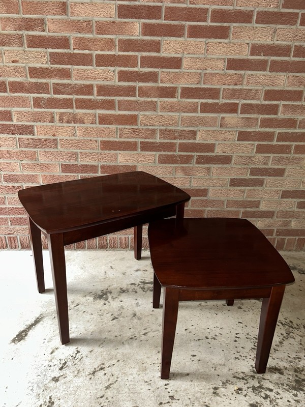 Vintage Wood Stacking Tables, Mid Century Modern, End Side Nesting, Set of 2