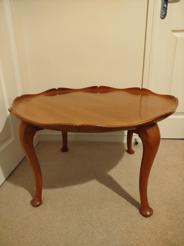 Vintage 1960’s Lotus Leaf Top Curved and Cabriole Legs Brown Colour Coffee Table