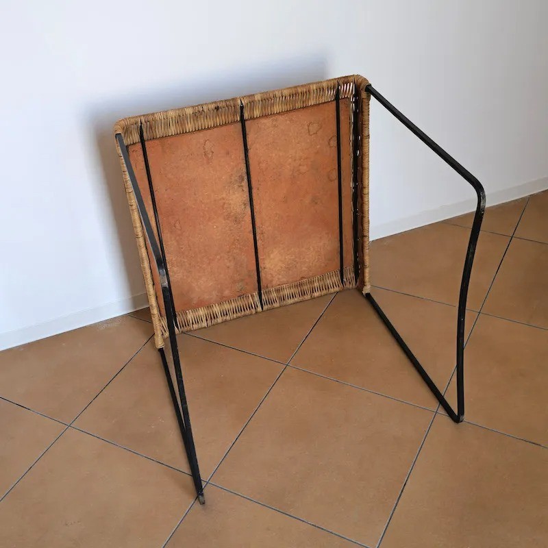 Rattan & Wire Side Table / France / 1950s gallery