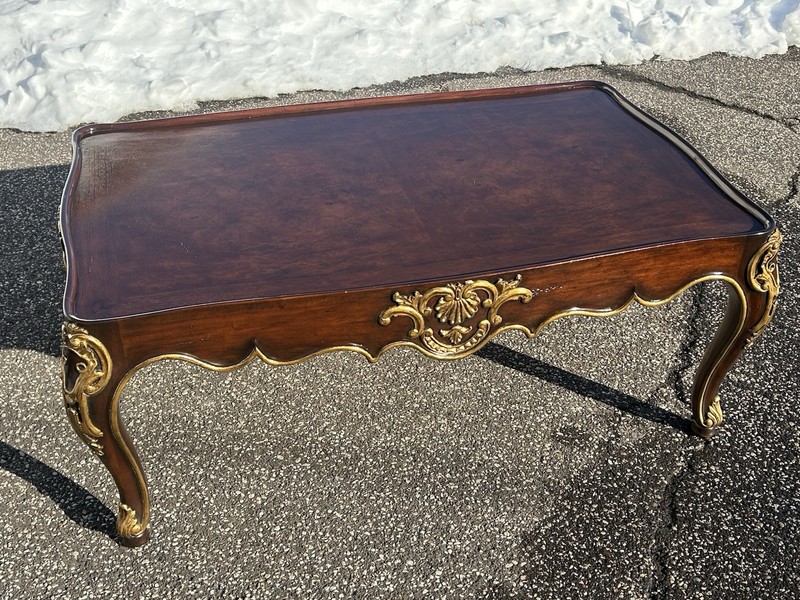 Henredon Regency Style Burlwood And Gilt Highlighted Coffee Table gallery