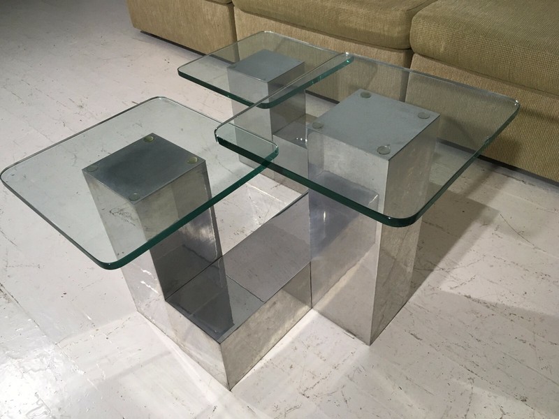 RARE Paul Mayen Habatat Cityscape 3 Tier Aluminum Table 60's Mid Century Modern gallery