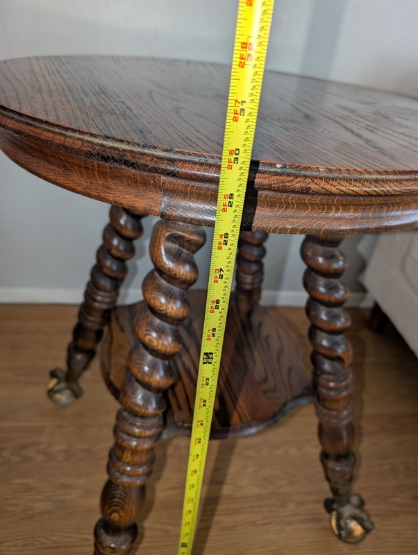 Antique Mission Oak Parlor Table w Large Glass Ball & Claw Feet Barley Twist gallery
