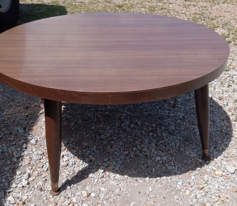 Mid Century Round Formica Top Walnut Coffee Table (CT-223) gallery