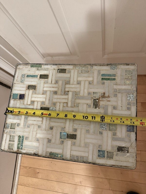 Vintage MCM Style Mosaic GLASS TILE TABLE Wrought Iron Mid Century Modern gallery