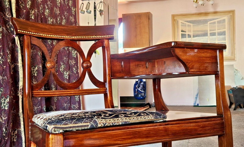 Antique Lexington Chair Co Mahogany Wood Telephone Table Gossip Bench Storage gallery