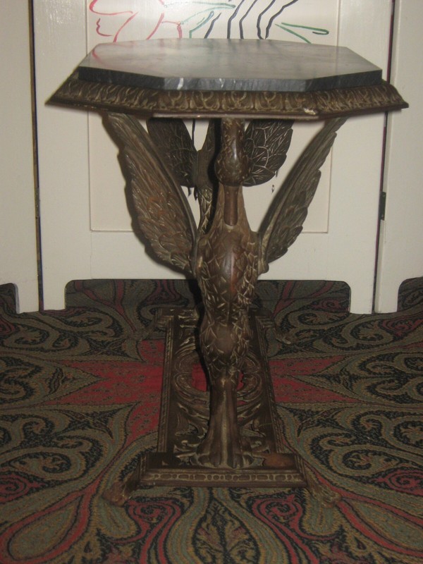 ANTIQUE CAST IRON METAL & MARBLE TOP TWO SWAN ACCENT TABLE ABE FRIEDMAN DESIGNER gallery