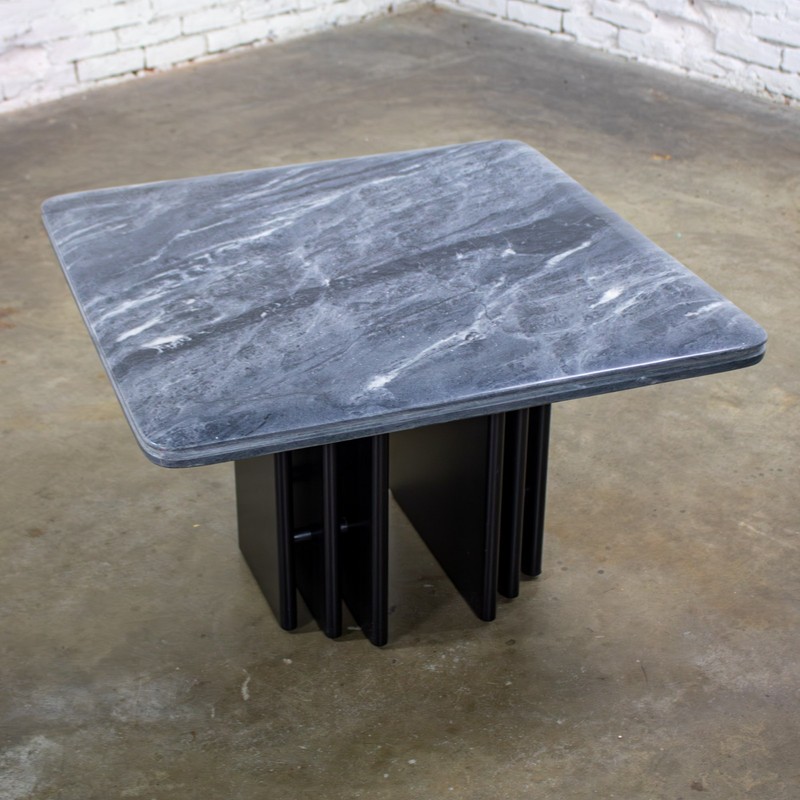 Scandinavian Post Modern Side Table Square Marble Top Bendixen Designs Denmark gallery