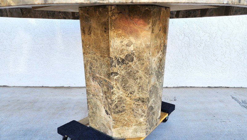 Marble Dining Table Faux Emperado Italian 1970s 55" gallery