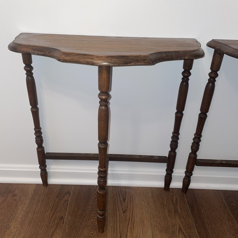Demilune Entry Tables Rare MATCHING PAIR & RARE SIZE Antique Tables MCM Sides gallery