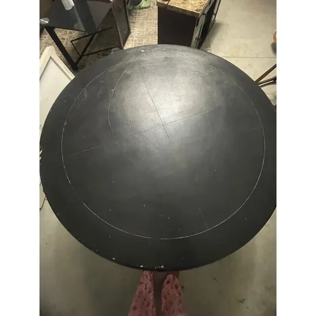1990s Vintage Round-Top Dining Table With Iron Base gallery