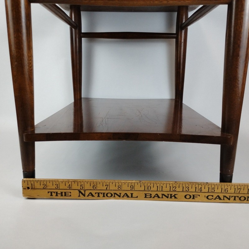 60s Walnut 2 Tier End Side Table Dovetail Inlay Lane Acclaim Family Tapered Legs gallery