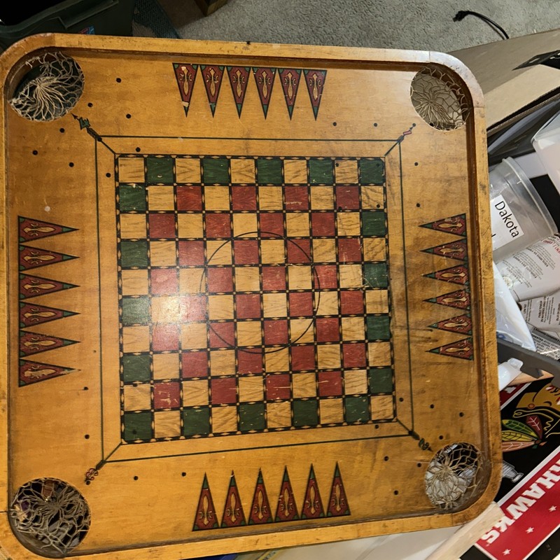 Vintage Carrom Gaming Table, Double sided, Pockets Are In Great Condition 29x29 gallery