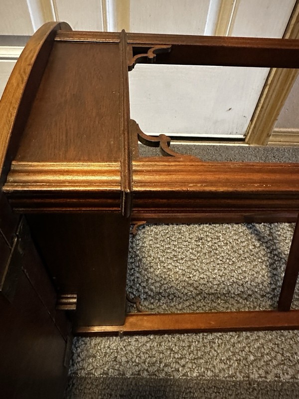 Baker Furniture Chippendale Style Mahogany Marquette Inlaid Drop Leaf Side Table gallery