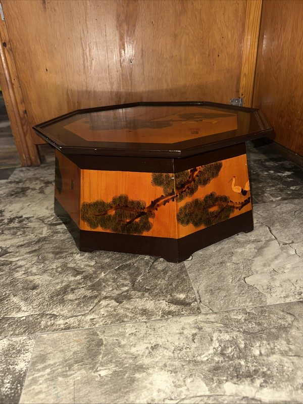 19th Century Chinoiserie Tea Table lacquer top hand painted table solid wood gallery