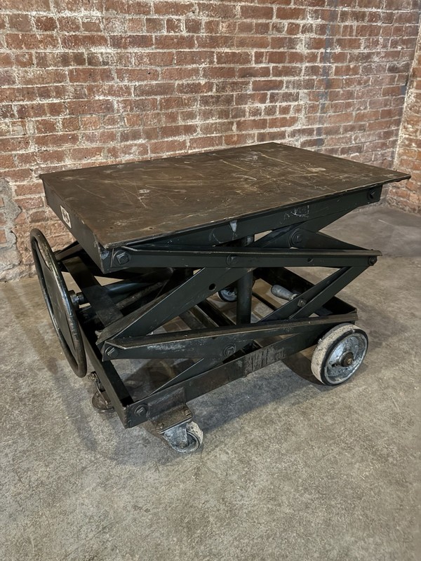 VINTAGE INDUSTRIAL HI-LOW LIFT CART / PLATFORM TABLE gallery