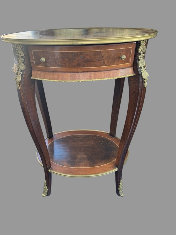 Vintage Antique French Style Brass Ormolu Mounted One Drawer Table End Stand