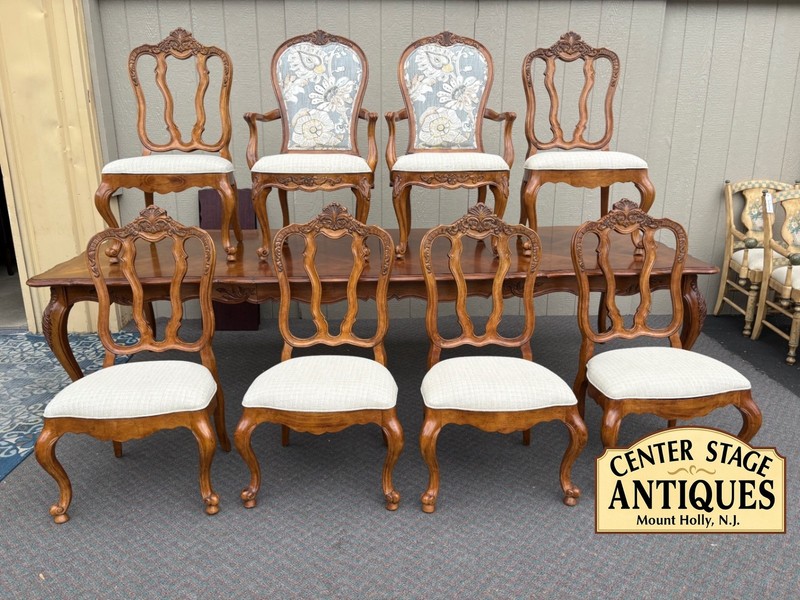67798 Elegant Century Dining Table Set with 8 Chairs, French Provincial Style