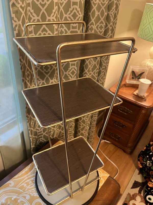 Vintage Wire Metal 3 Tier Shelf Mid Century Modern End Table