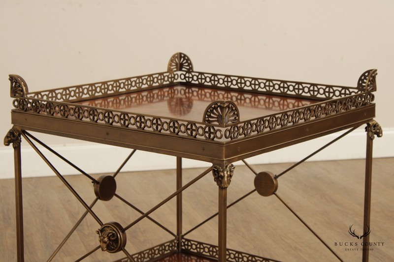 THEODORE ALEXANDER 'ALTHORP' REGENCY STYLE MAHOGANY AND BRASS 2 TIER SIDE TABLE gallery