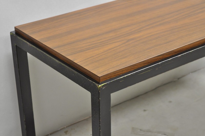 Vintage Mid Century Modern Steel Metal & Faux Rosewood Laminate Coffee Table gallery
