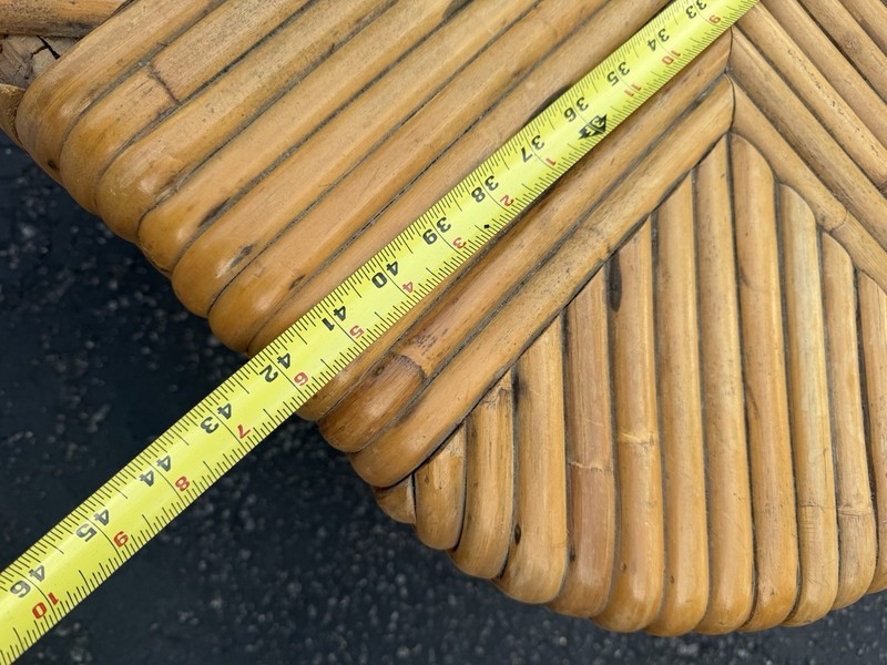1970s Vintage Split Bamboo Coffee Table with Waterfall Edge gallery