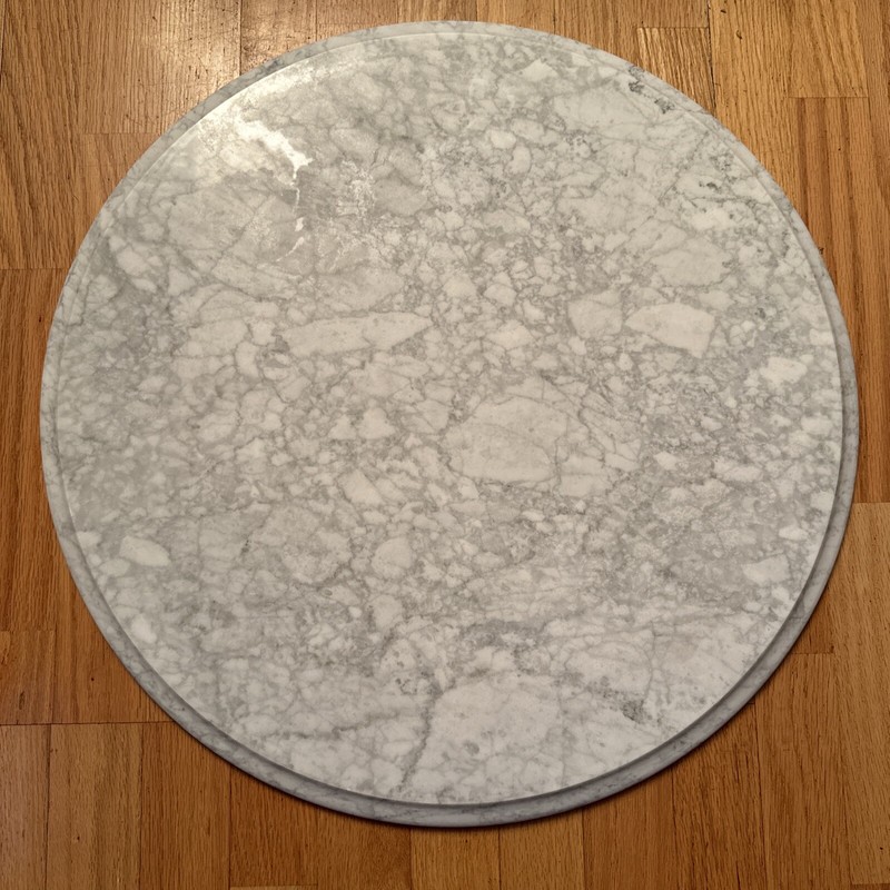 Vintage Solid Replacement 24” Marble Table Top (Italy) White & Gray Veining gallery