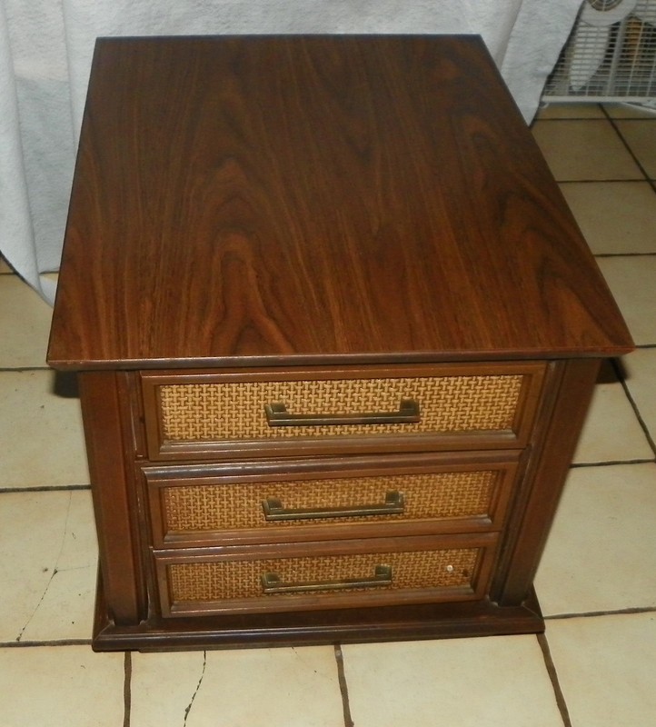 Mid Century Walnut Formica Top Nightstand by Mersman (NS19)