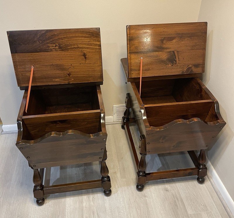 Vintage Ethan Allen Old Tavern Pine Dough Box End Tables Set of 2 MCM Rare HTF gallery