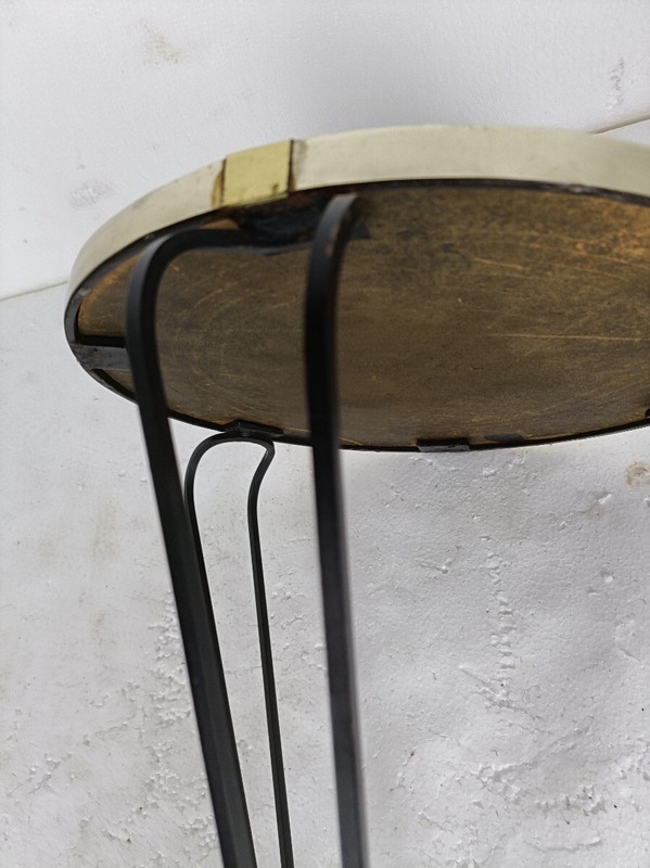 Side Round Table Plant stand Ceramic Tiles Mosaic wrought Iron Legs lovely vint gallery