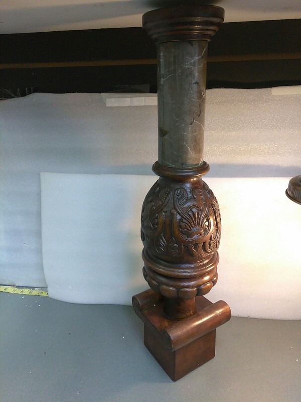 LOT OF 4) Antique Rose Marble ENGRAVED Wooden Legs’ R14474-2664T ( 3C3