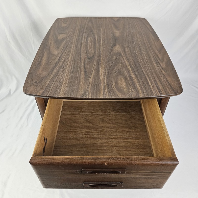Mid-Century End Table Walnut w Drawer 60's Vintage Harmony Furniture gallery